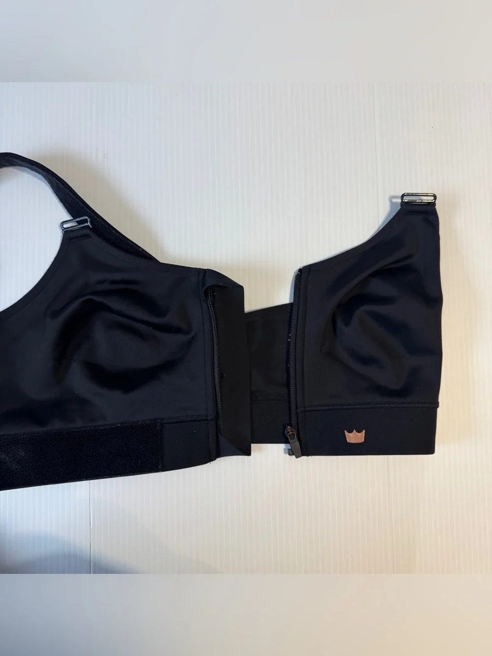 SHEFIT 3Luxe Ultimate Sports Bra Black Rose Gold Zip Adjustable High Impact
